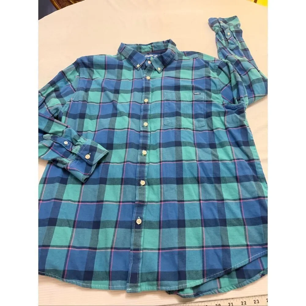 Chubbies Blue Plaid Flannel Long Sleeve Button Down Shirt Size XXL